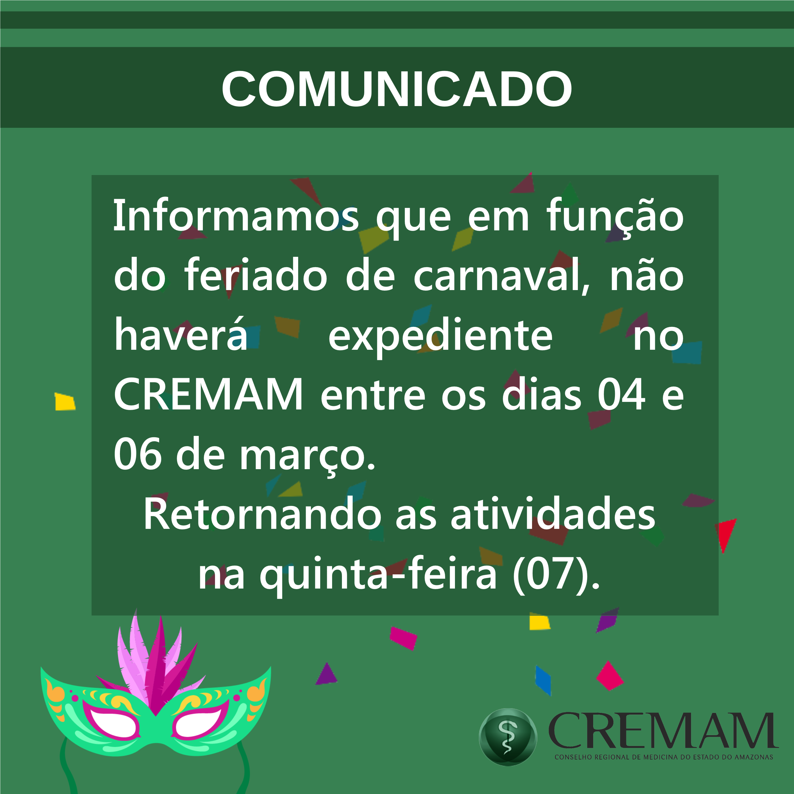 Expediente do CREMAM, Carnaval 2019